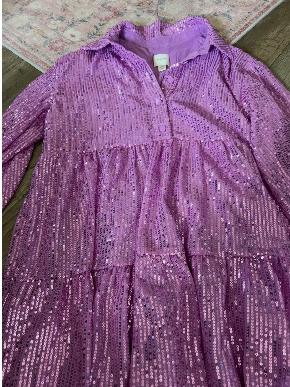 Maeve Bettina Tiered Shirt Dress: Sequin Mini size XSP - Picture 11 of 14